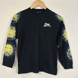Molo Kids Black Yellow Tie-Dye Happy Long Sleeve Shirt 140cm 10 Boys Girls